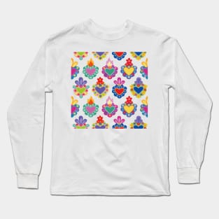 Mexican colorful cute sacred heart adorable folk art kawaii dopamine dressing design Long Sleeve T-Shirt